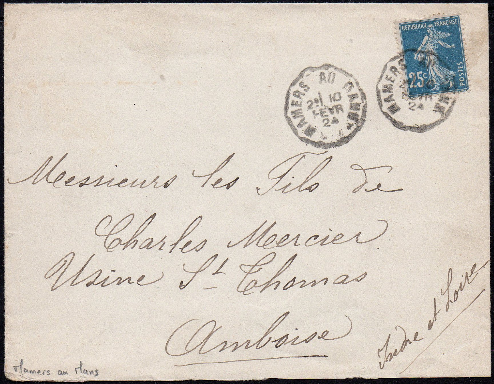 Courrier-Convoyeur Mamers au Mans Type II 1905